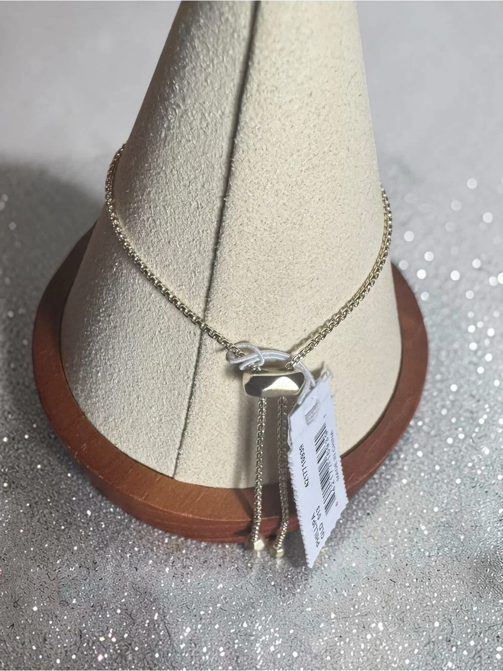 Kendra Scott Silver Adjustable Bracelet with Black Druzy Bar. NWT